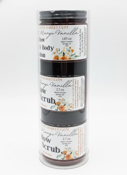 Jar of Tallow body scrubs with label on a white background